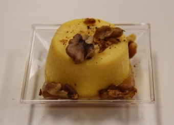 Flan di Bucciato Gioia del Pastore con crema di marroni e Gota croccante